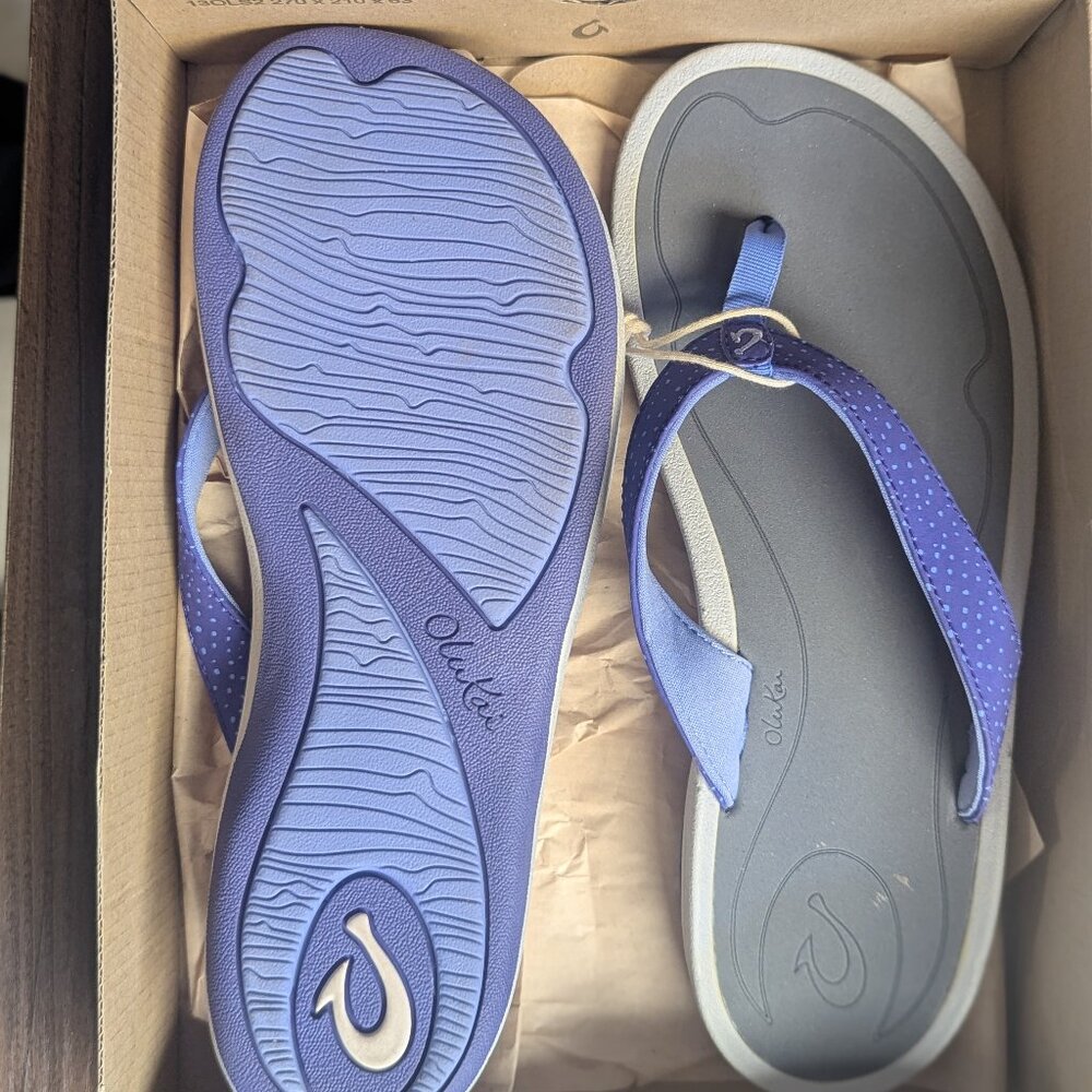 OluKai I'A Sandals- Deep Violet/Charcoal, Size 8